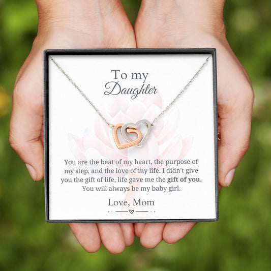 To My Daughter - Gift of You - Interlocking Hearts Necklace