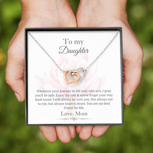 To My Daughter - Always Heart to Heart - Interlocking Hearts Necklace